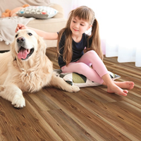 Global GEM Farmstead Ashley Pine Luxury Vinyl Plank Flooring installed in a living room with a dog and kid sitting on sale at low, wholesale prices at springtechvinyl.com